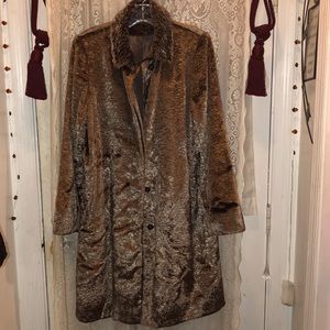 TAN/BROWN CRUSHED VELVET COAT